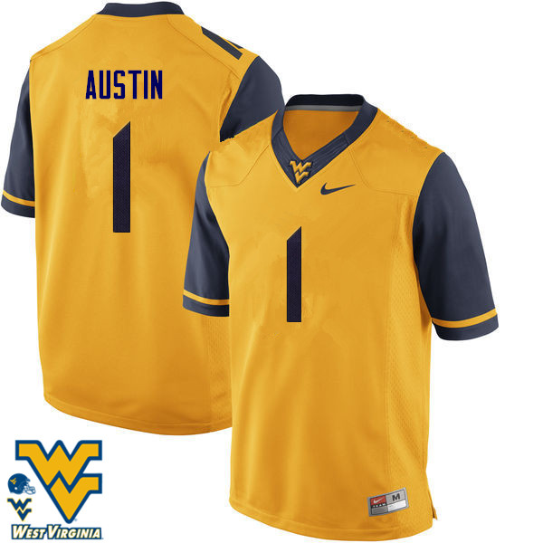 NCAA Men's Tavon Austin West Virginia Mountaineers Gold #1 Nike Stitched Football College Authentic Jersey ZT23U55MK